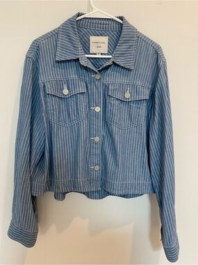 Habitual Blue Striped Shirt Jacket Size M